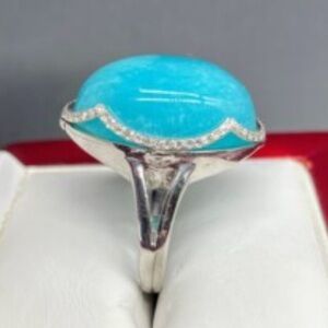 Amazonite and diamond ring by Rarities